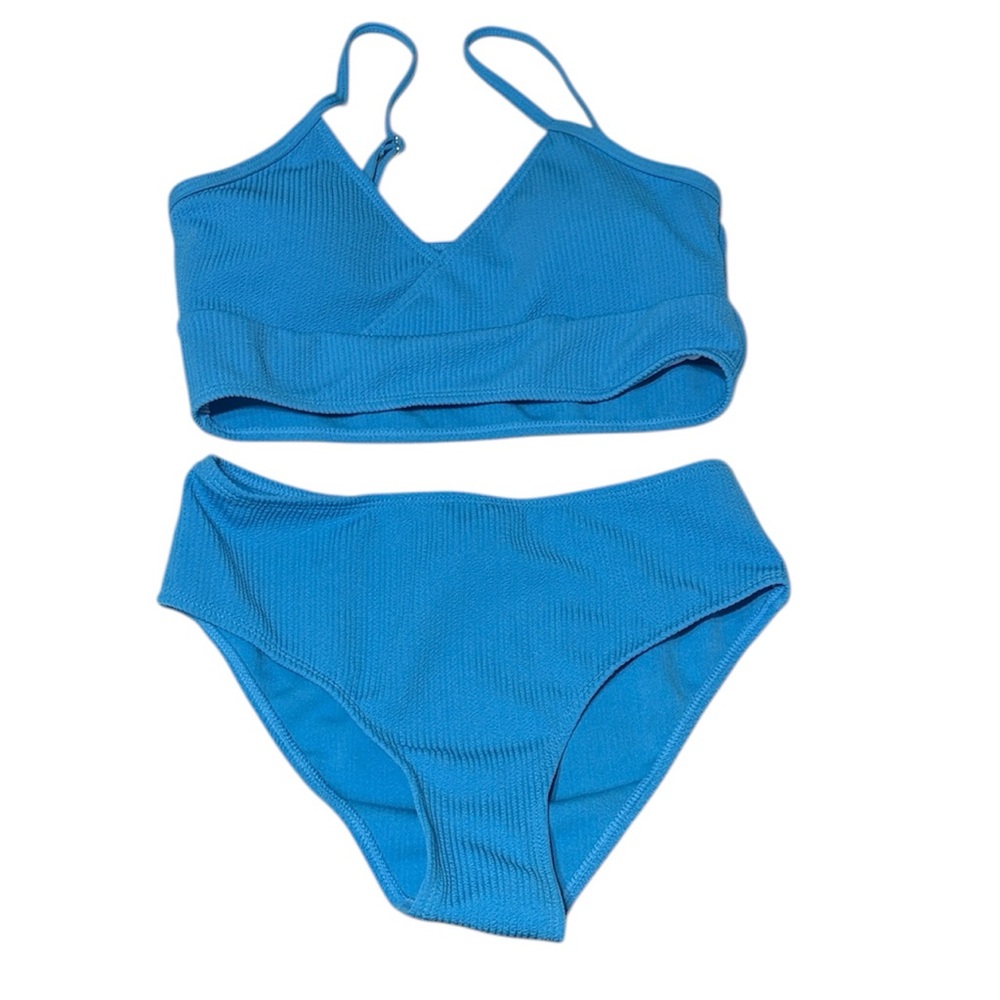NWOT From Amazon Blue Textured 2 Piece Swim Set Youth Size 12
